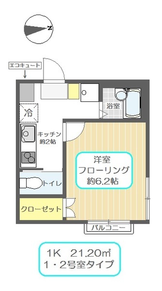 オーネスト西新井・102号室の間取り