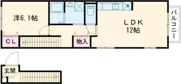 Ａｍｏｕｒ　Ｕｍｅｊｉｍａ・201号室の間取り