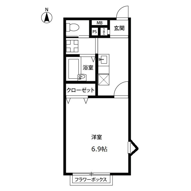 新町の完工年月(2005年5月)築の賃貸アパートの間取り