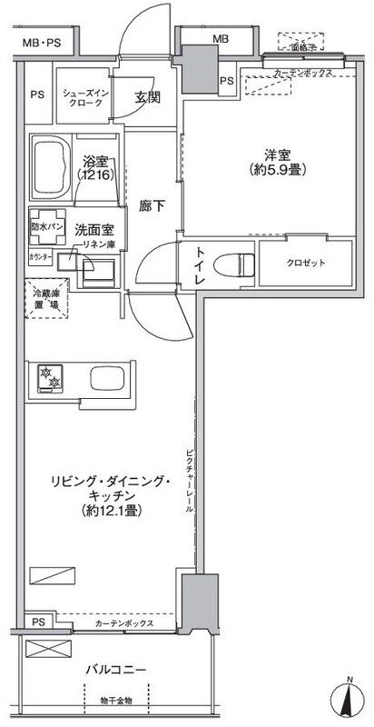 晴見町の完工年月(2014年7月)築の賃貸マンションの間取り