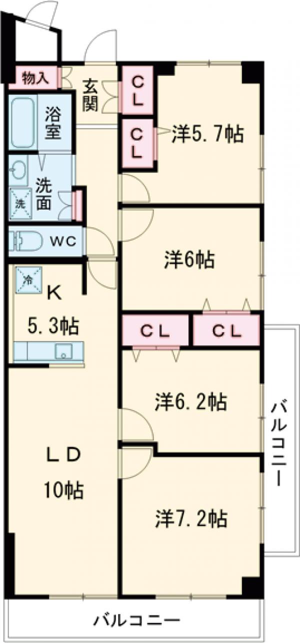 府中フラワーハイホーム・505号室の間取り