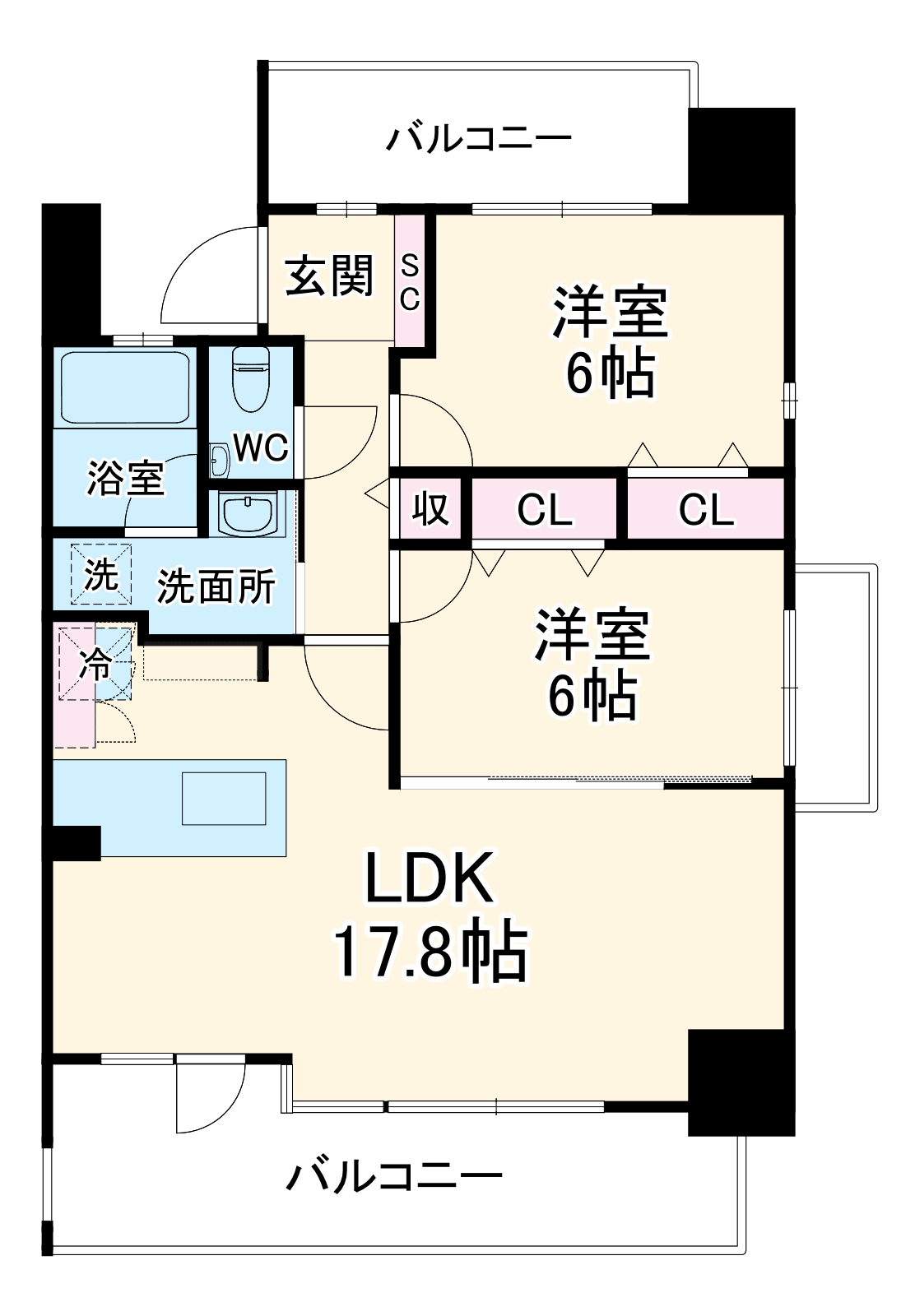 茶屋ヶ坂ライズの間取り
