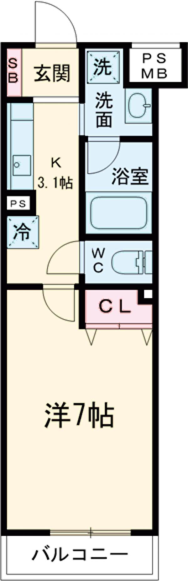 ＬＩＢＲ　ＧＲＡＮＴ世田谷弦巻・307号室の間取り