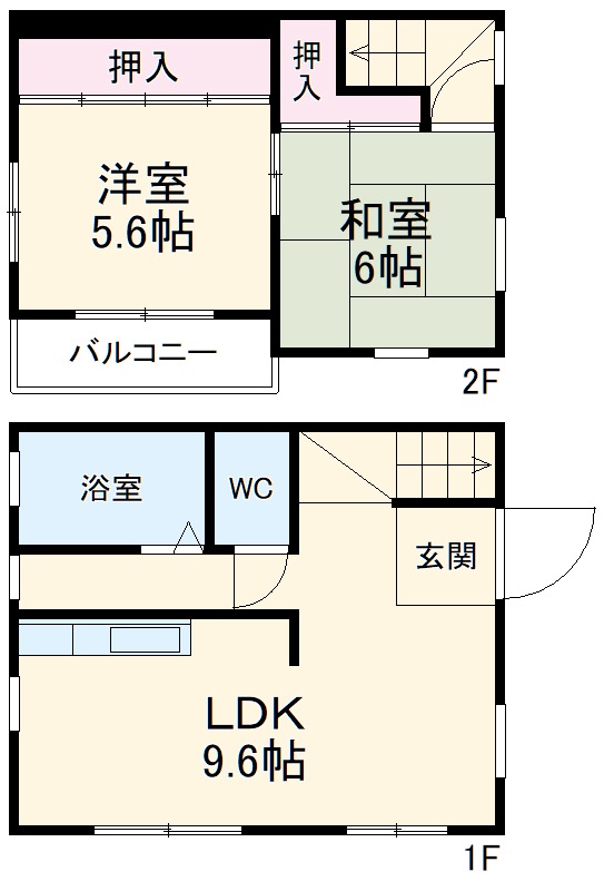 メゾネット川岸の間取り