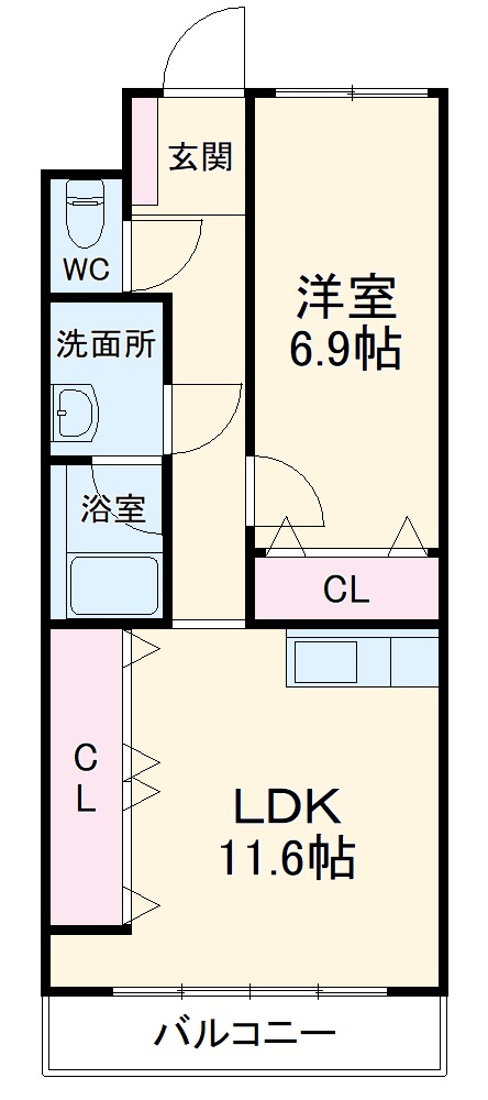 新栄の完工年月(2001年6月)築の賃貸マンションの間取り