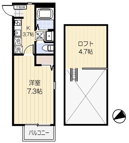 若松町の完工年月(2016年6月)築の賃貸アパートの間取り