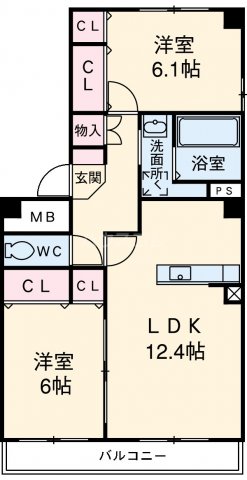 ヒルズ楠　南の間取り
