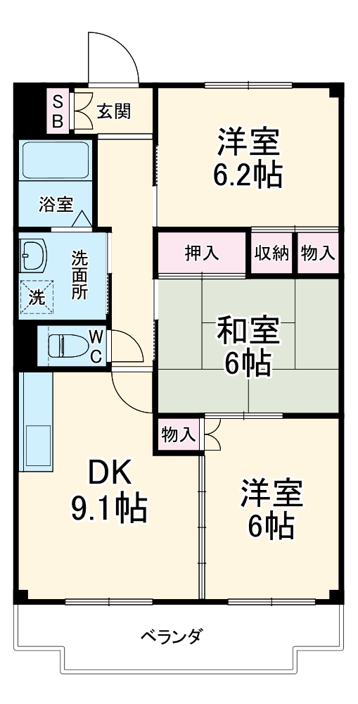 フローラ日の出の間取り