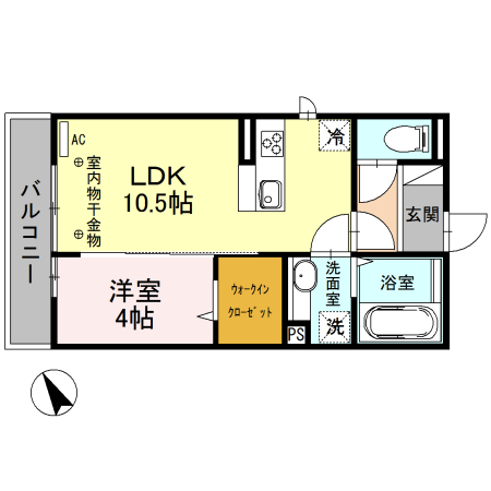 曙町の完工年月(2016年12月)築の賃貸アパートの間取り