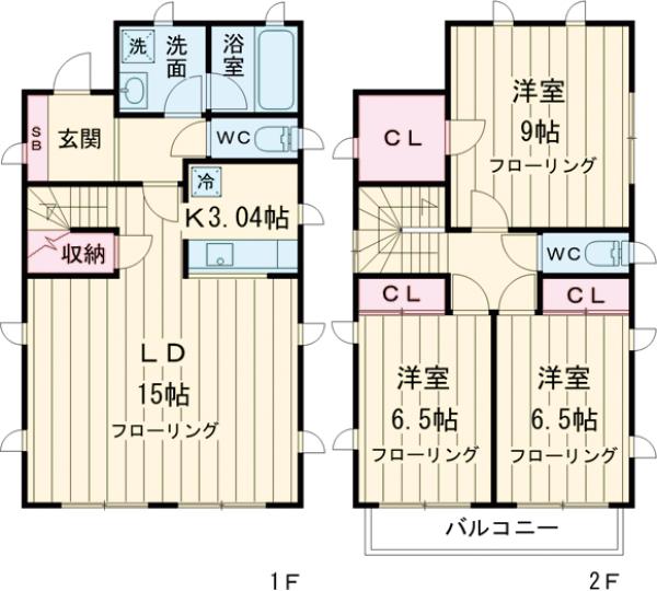 浜田山3丁目戸建賃貸住宅の間取り