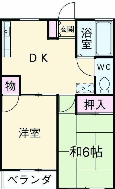 ドミール杉田・102号室の間取り