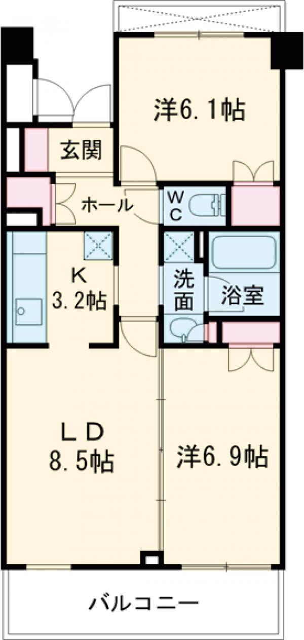 レジディア世田谷弦巻・504号室の間取り
