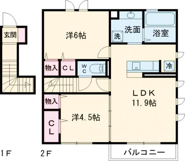 La mer 桜上水Ⅰの間取り