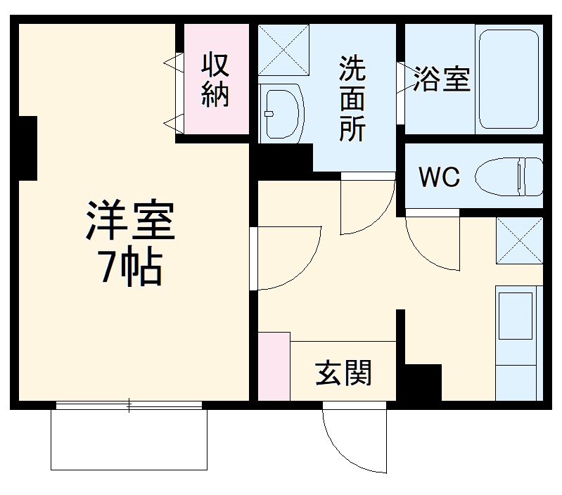 ワンルーム田戸A棟の間取り
