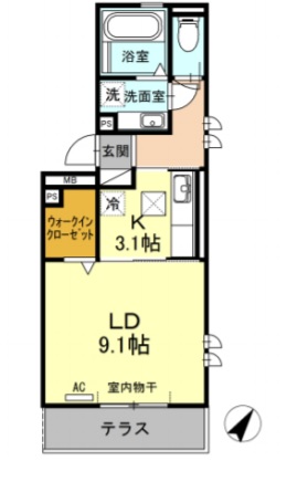 フローラ島間・101号室の間取り