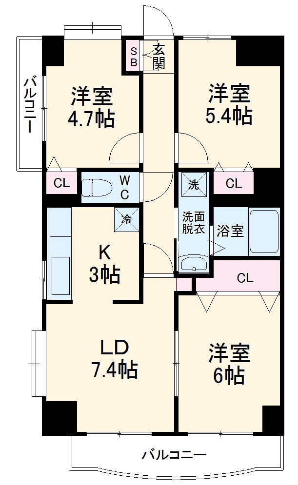 リレント谷塚の間取り