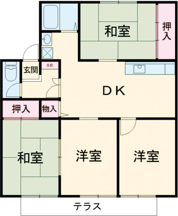 セジュール塩浜 B棟の間取り