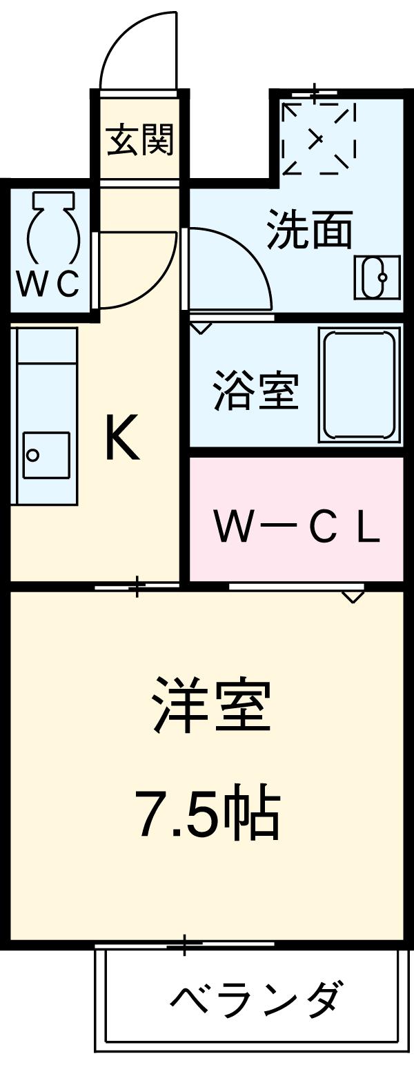 リバーサイド尼子田Ｂ・202号室の間取り