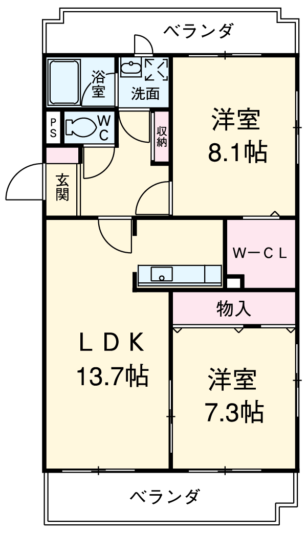 パストラーレ的場丘Bの間取り