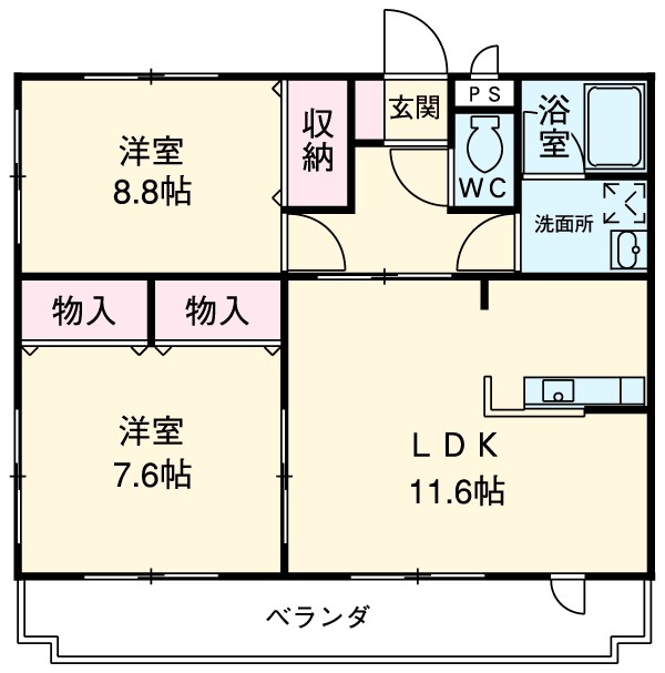 パストラーレ的場丘Bの間取り