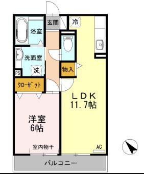 ラフィネ横山 B棟の間取り