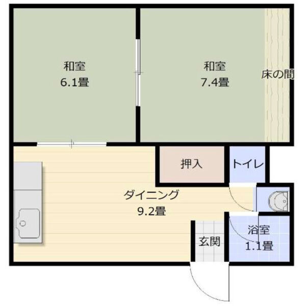 江口マンション四女子の間取り
