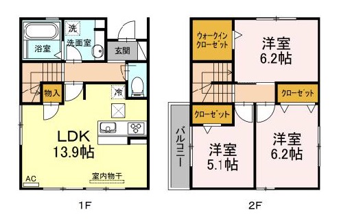 D-room下米野戸建賃貸の間取り
