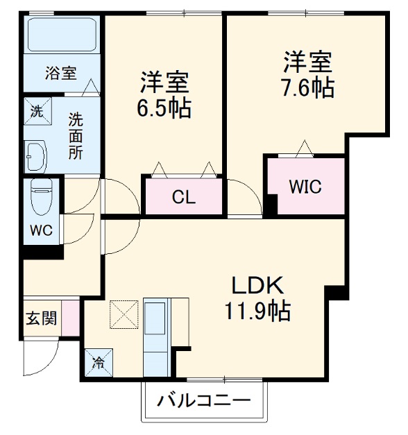 セジュールかすみ B棟の間取り