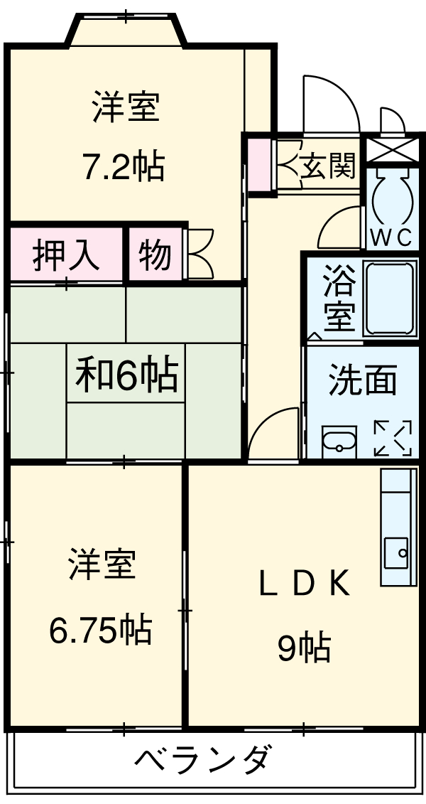 ボヌール岩崎台B棟の間取り