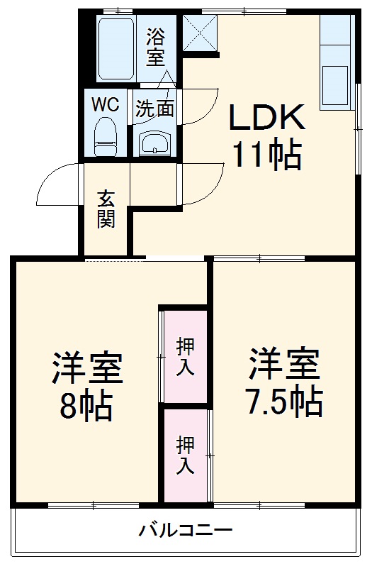 箕ノ手ハイツA棟の間取り