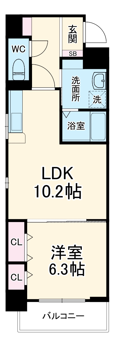 二番の完工年月(2015年8月)築の賃貸マンションの間取り