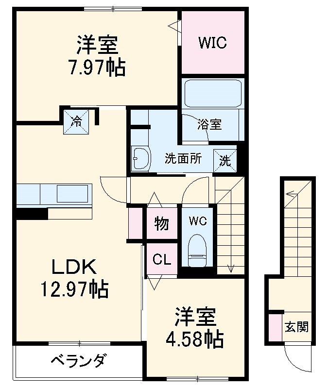 サニープレイス十一屋 D棟の間取り