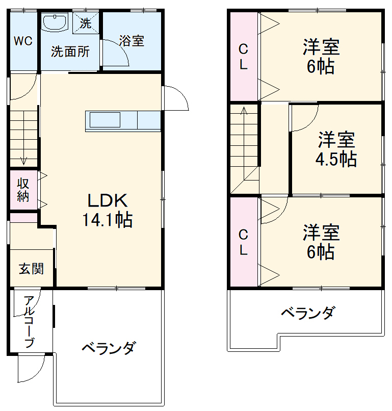 リヴェール荒池 Cの間取り