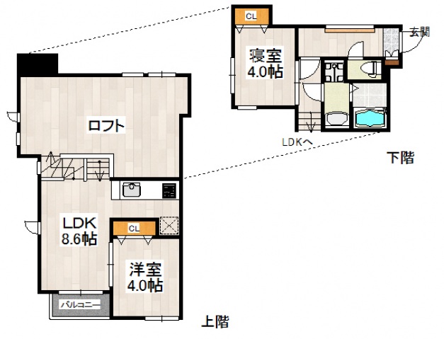 CB千早南フゼアの間取り