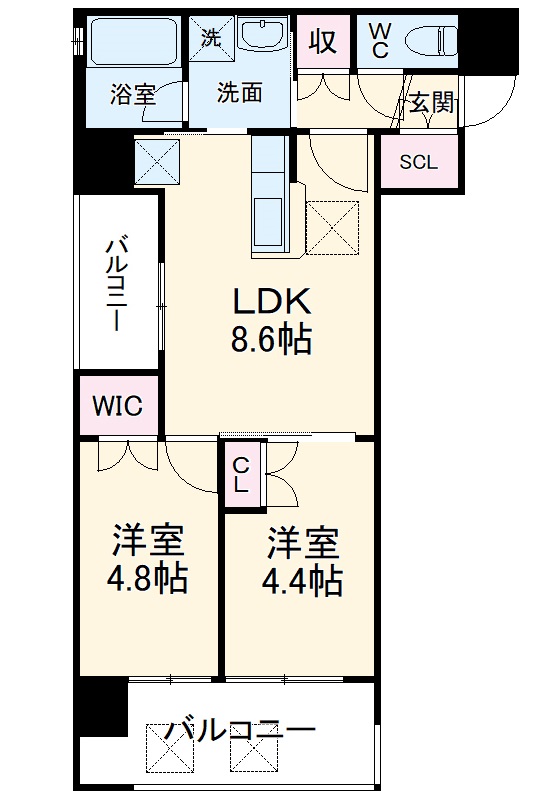 アクタス福岡県庁前グラシアの間取り