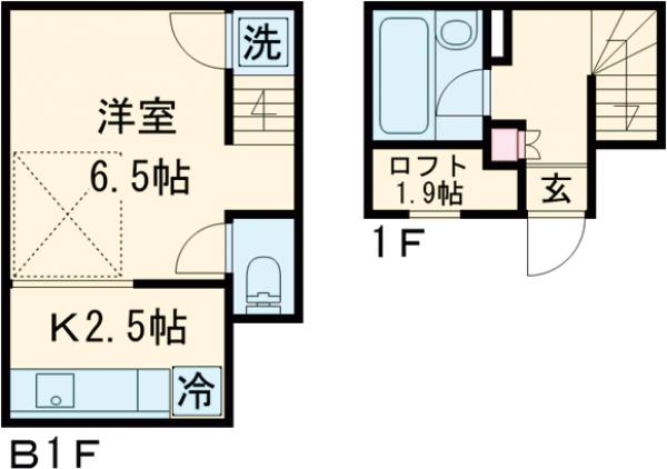 ニューディレクトレジデンス学芸大学・102号室の間取り