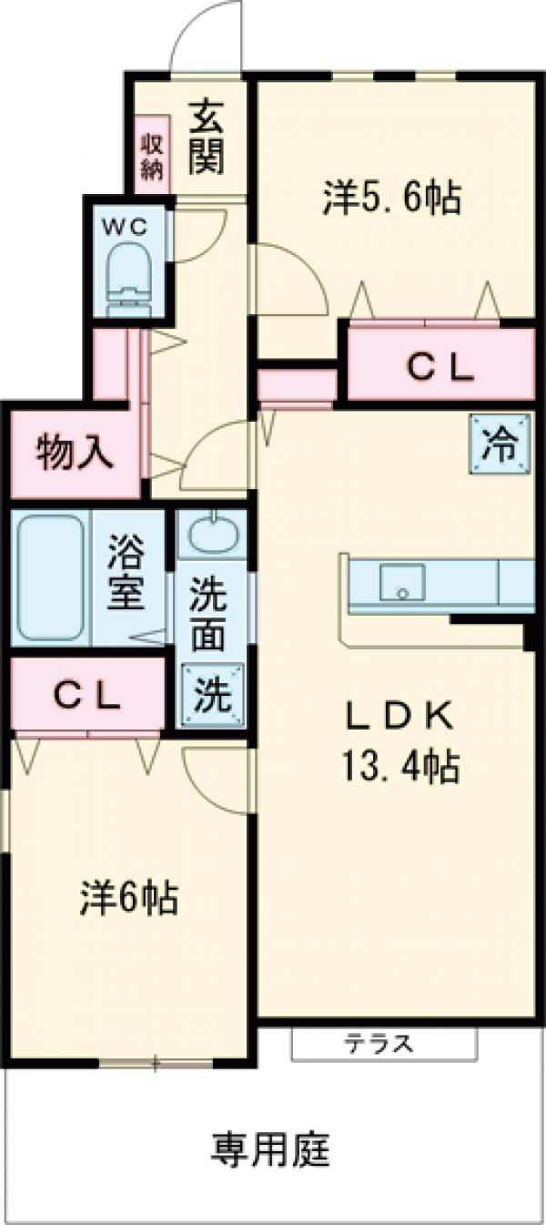 ハピネス南里Bの間取り