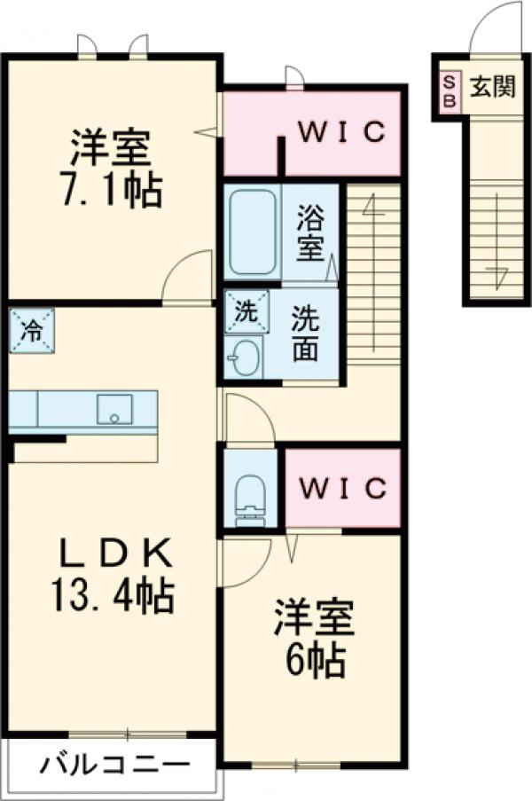 ハピネス南里Bの間取り