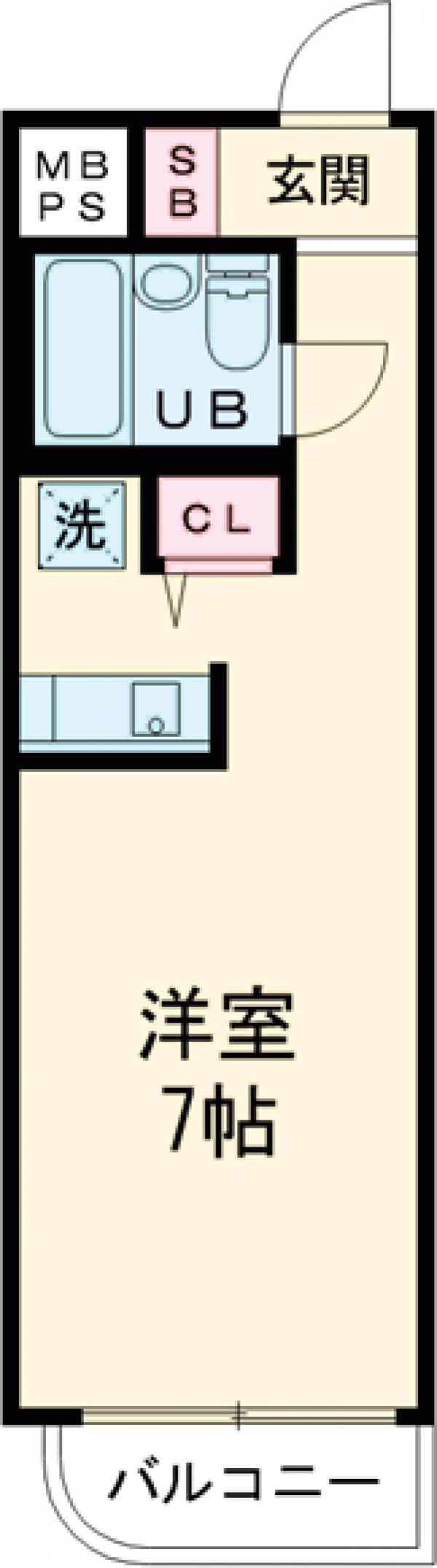 上野毛の完工年月(1991年6月)築の賃貸マンションの間取り