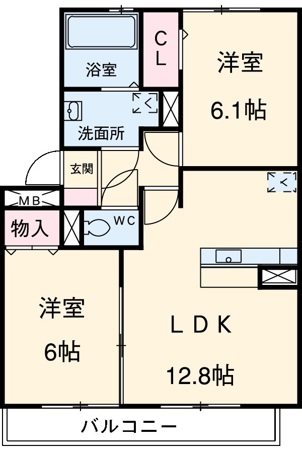 ペルテ飛鳥Bの間取り