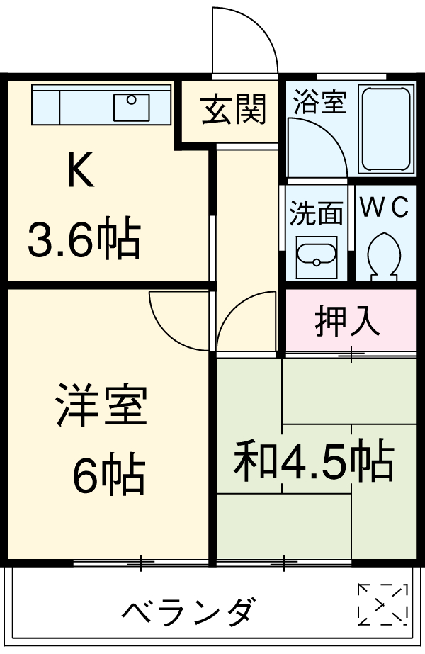ハイツグリーンヒルBの間取り