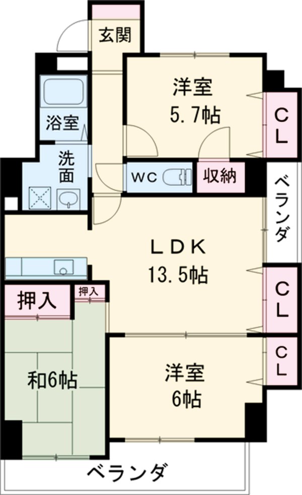 シュロス東白壁の間取り