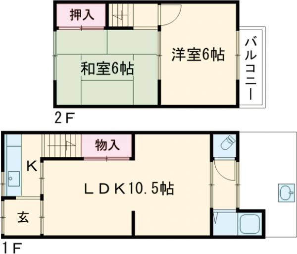 西院西田町連棟貸家(西側)の間取り