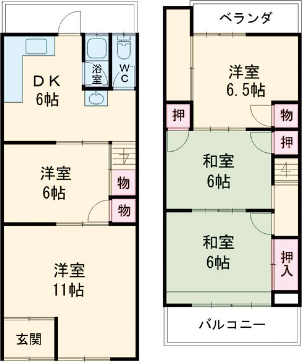 太秦一ノ井町貸家の間取り