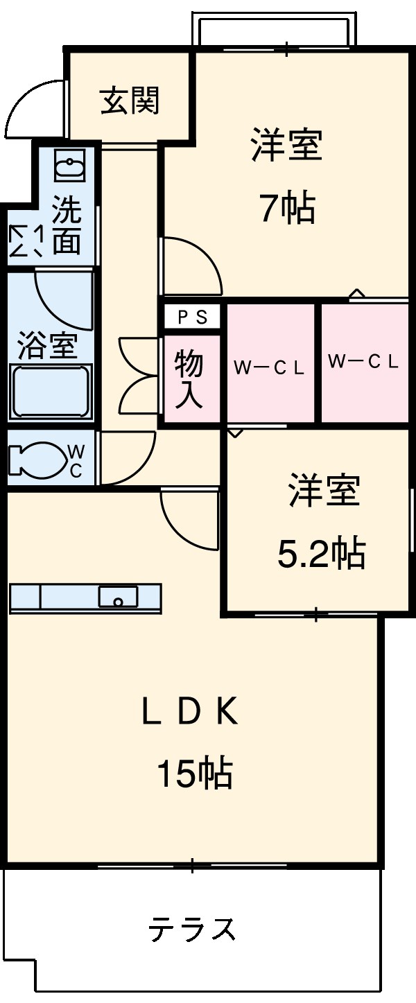マルーン白壁の間取り