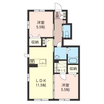 ロゼリア若宮Bの間取り