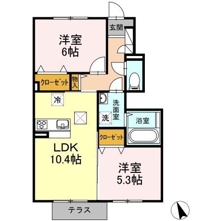 越の山ハイツAの間取り