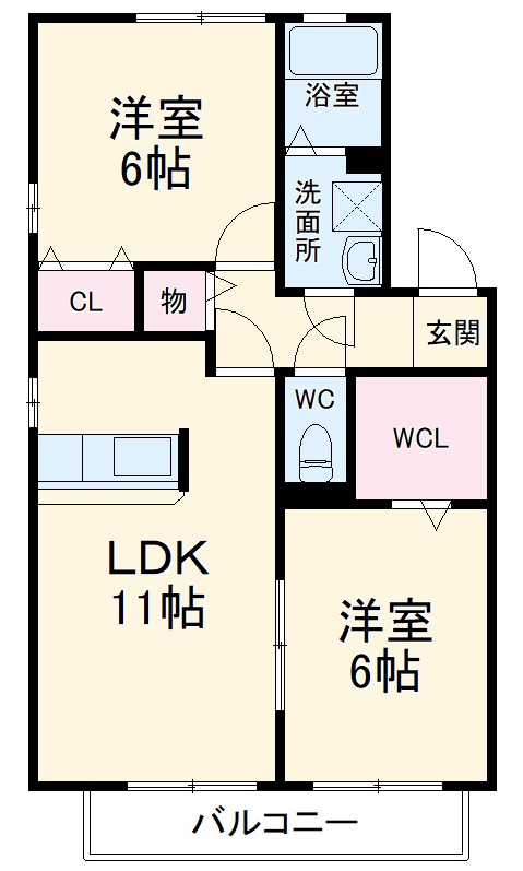 栄林ハイツ第3 B棟の間取り
