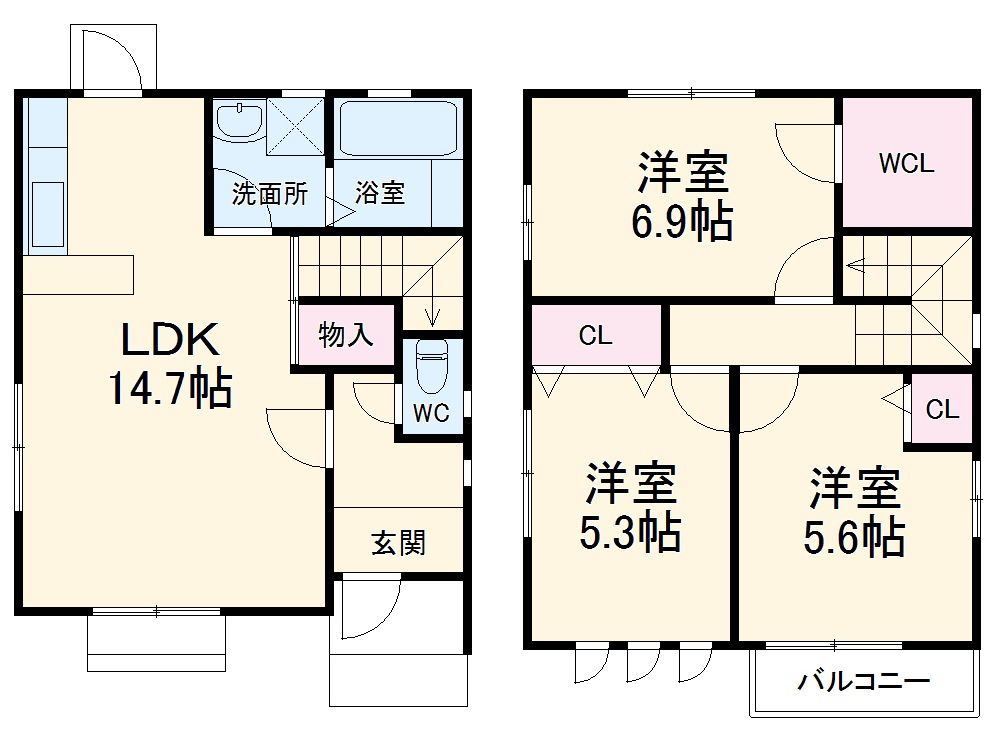 鷲見様戸建賃貸住宅の間取り