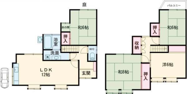 嵯峨広沢貸家の間取り